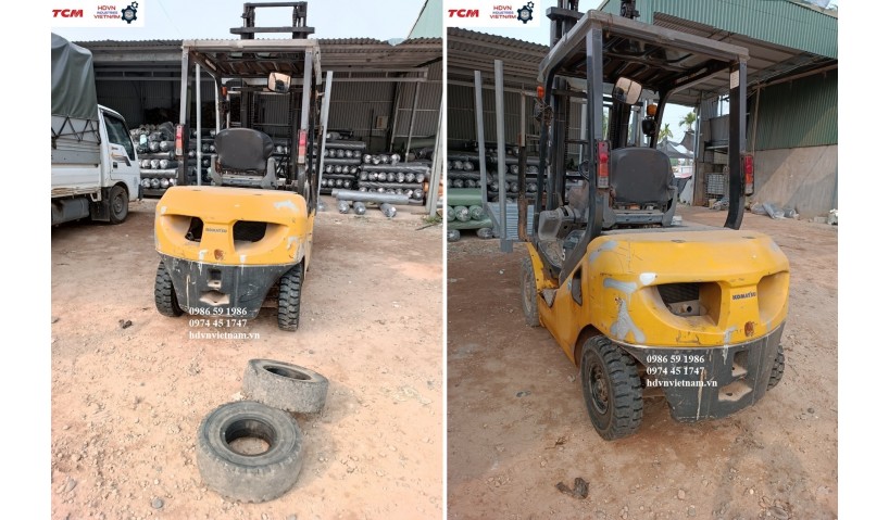 Thay lốp đặc 6.00-9 Dunlop cho xe nâng 2.5 tấn Komatsu FD25T-17, FD25C-17